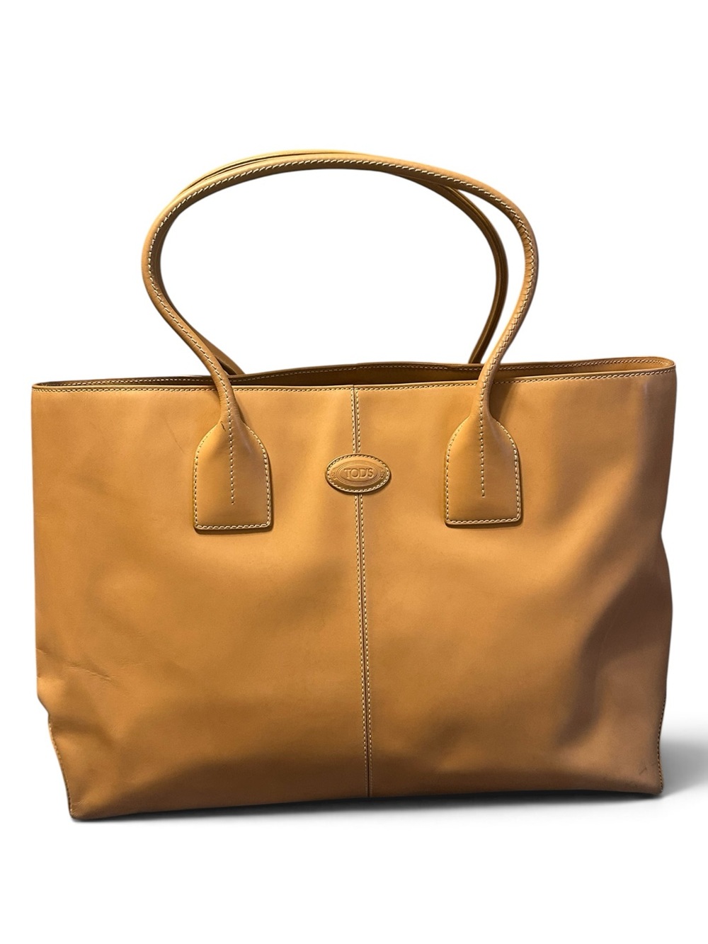 Tod’s Leather Shopping Media Tote Bag in camel leather